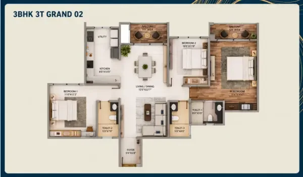 Featured Image of Privacy Matters: The Purva Northern Lights 3 BHK 3T Grand 02