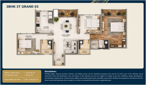 Featured Image of Purva Northern Lights 3BHK 3T Grand 03: Real Space & Floor Plan Review