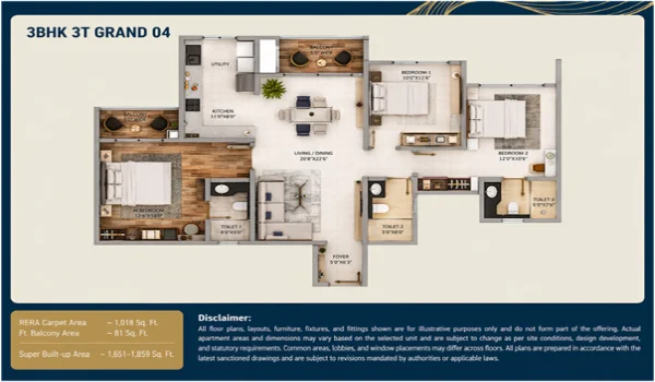 Featured Image of Purva Northern Lights 3BHK 3T Grand 04: Space & Floor Plan Guide