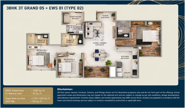 Featured Image of Purva Northern Lights 3BHK 3T Uber + EWS 02: Best Floor Plan and Size Review