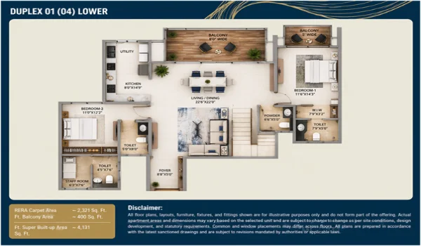 Featured Image of Purva Northern Lights Duplex 01(04) Lower: Full Floor Plan and Space Analysis